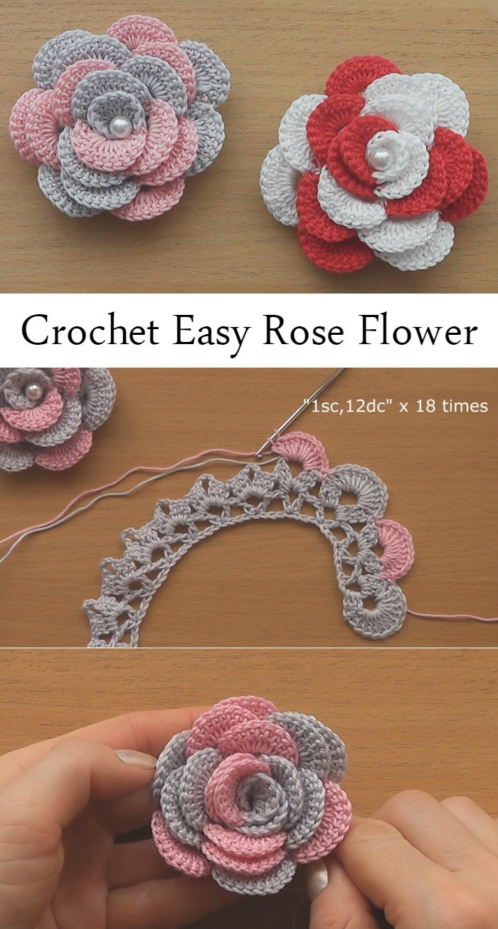 Crochet Rose Flower Patterns For Beginners in Free Printable Crochet Rose Pattern