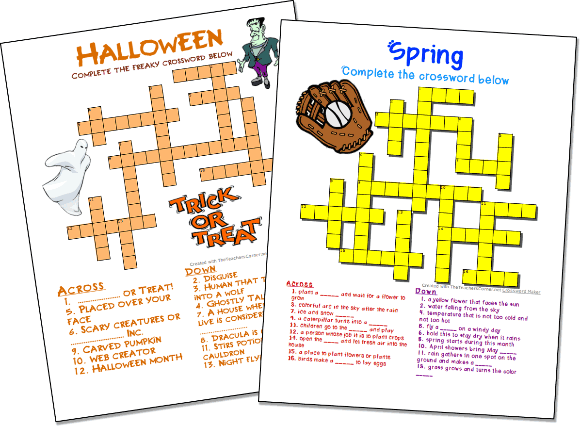 Crossword Puzzle Maker | World Famous From The Teacher&amp;#039;S Corner for Make A Crossword Free Printable