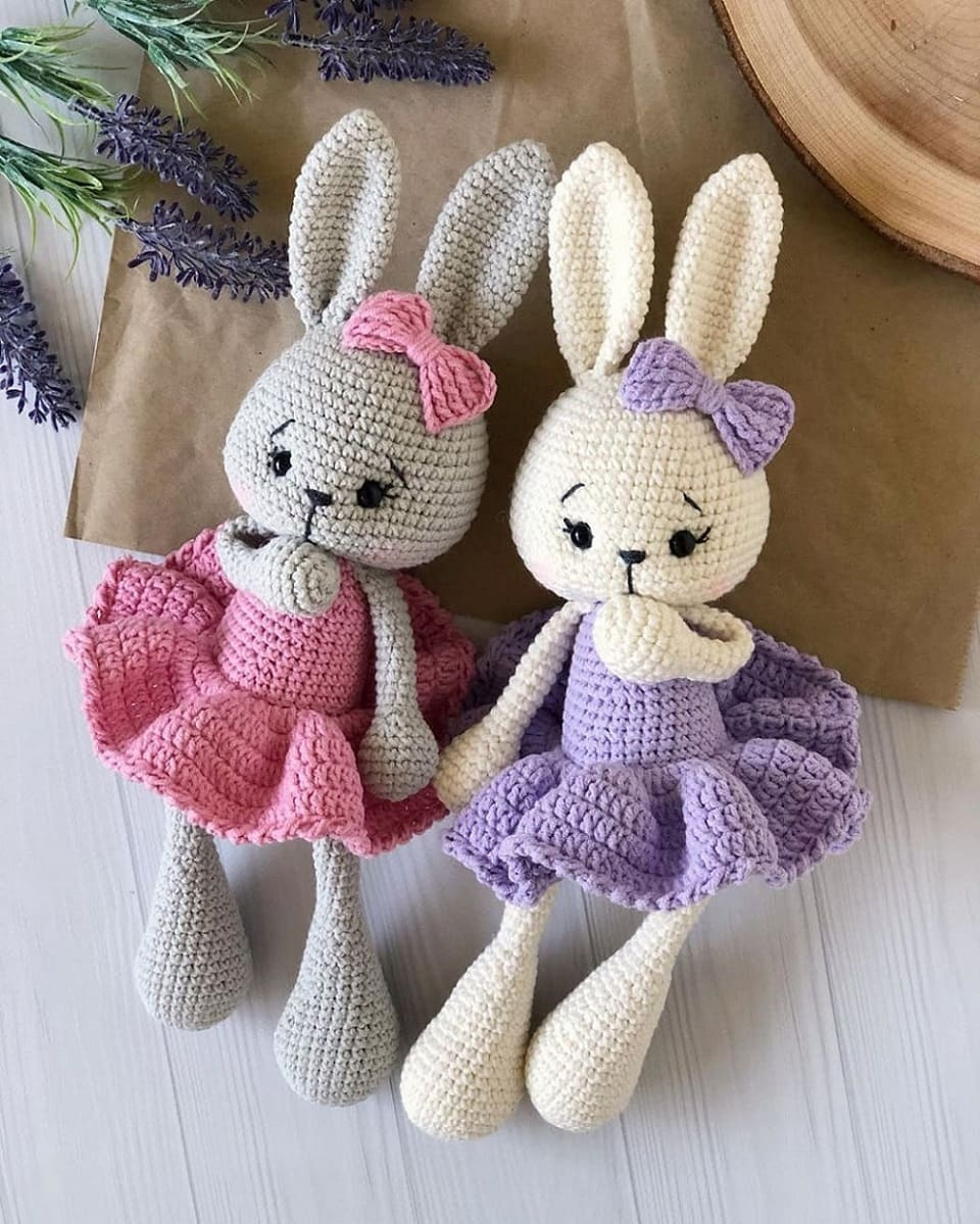 Cute Bunny Amigurumi In Dress Crochet Free Pattern - Always Free in Free Printable Crochet Bunny Pattern