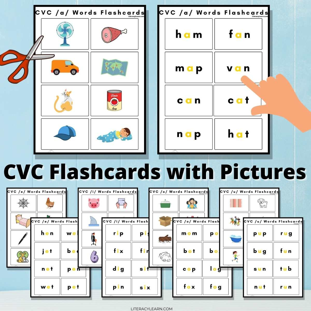 Cvc Word Flashcards With Pictures - Free Printables - Literacy Learn within Free Printable Cvc Words