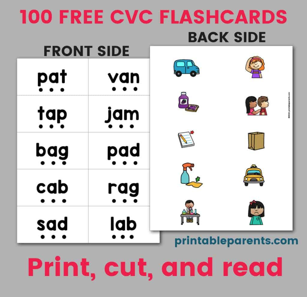 Cvc Words Flashcards Printable - Printable Parents for Free Printable Cvc Words