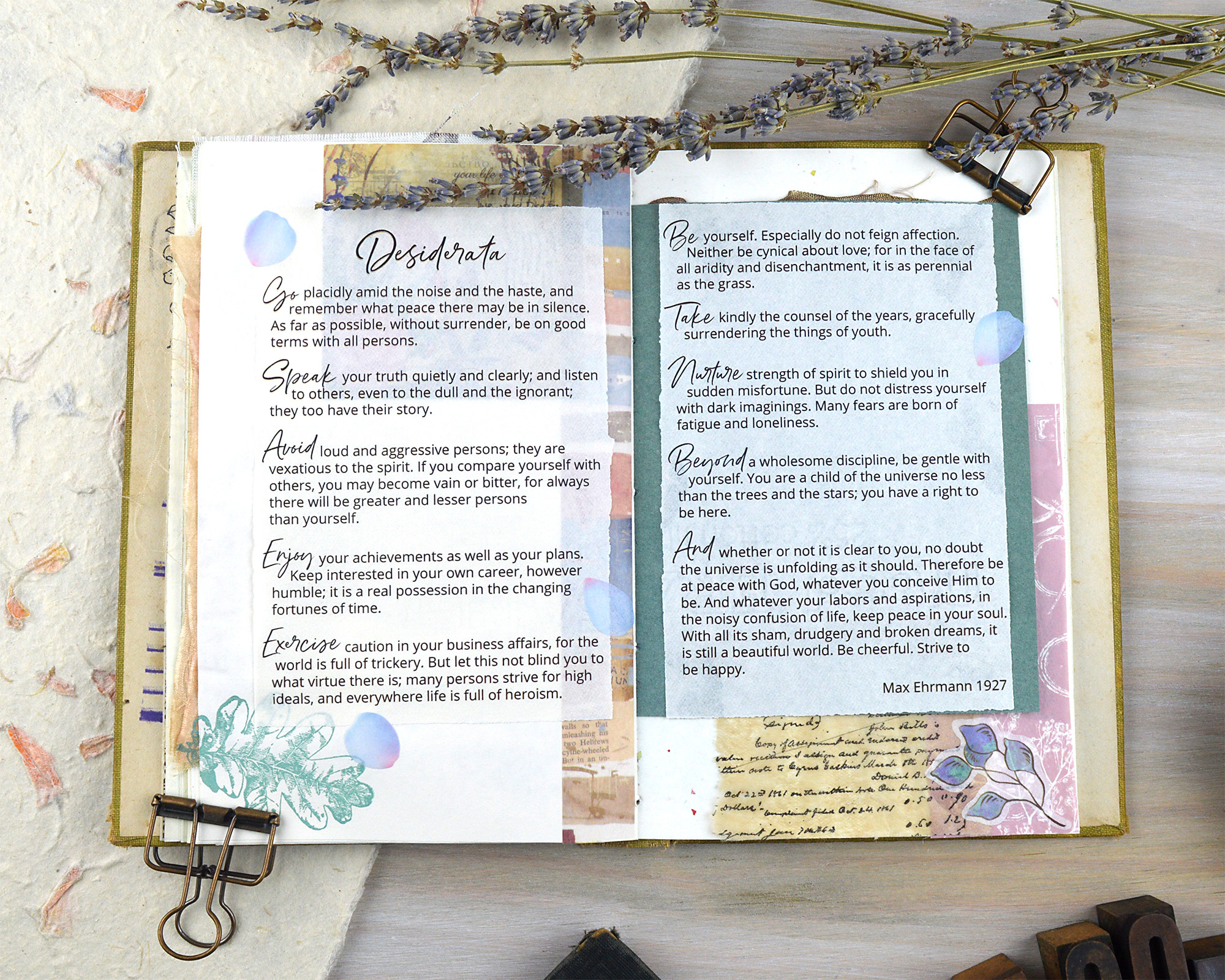 Desiderata - Free Printable Poem For Your Journal Pages pertaining to High Resolution Free Printable Desiderata Poem