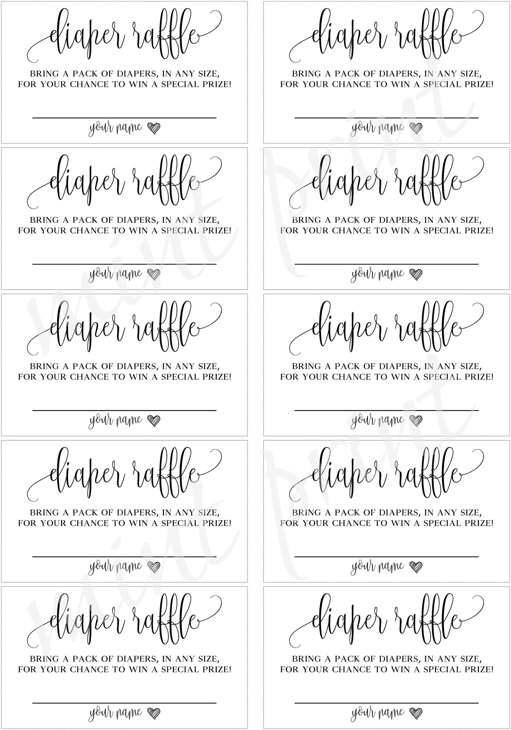 Diaper Raffle Ticket For Baby Shower Invitations, Diaper Raffle intended for Free Printable Diaper and Wipe Raffle Tickets