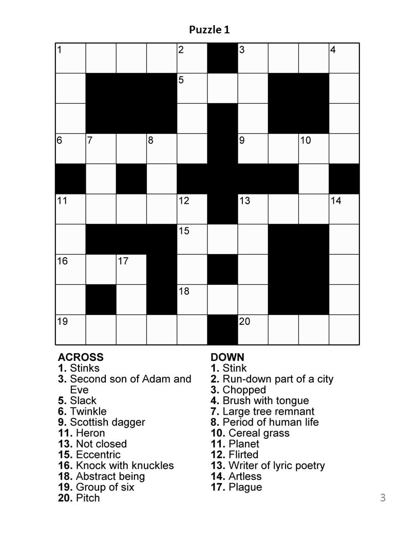 Digital Download 100 Printable Crossword Puzzles For Adults, Fun with regard to Easy Printable Crosswords