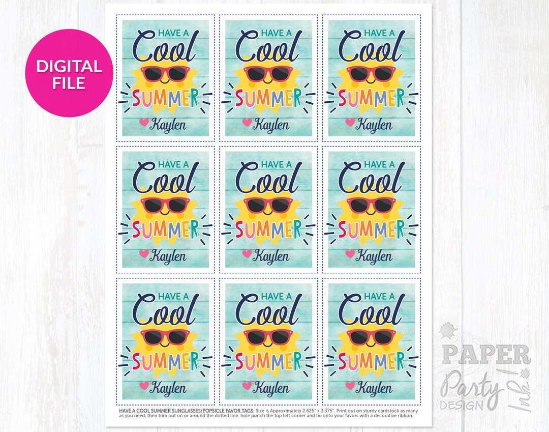 Digital Have A Cool Summer Tags, Summer Favor Tags For School, Personalized Cool Summer Tag Printables, End Of School Year Party, Summer Tag - Etsy inside Free Printable Summer Tags