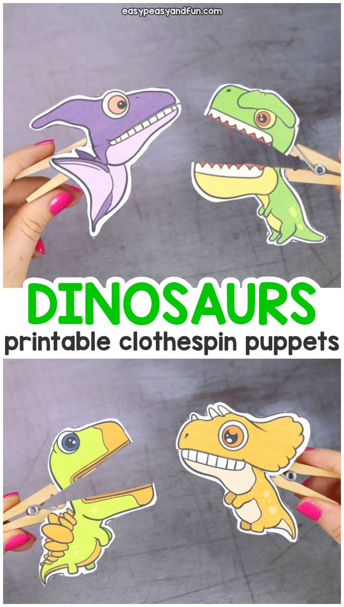 Dinosaurs Clothespin Puppets - Printable Paper Craft regarding Free Printable Dinosaur Clothespin Puppets