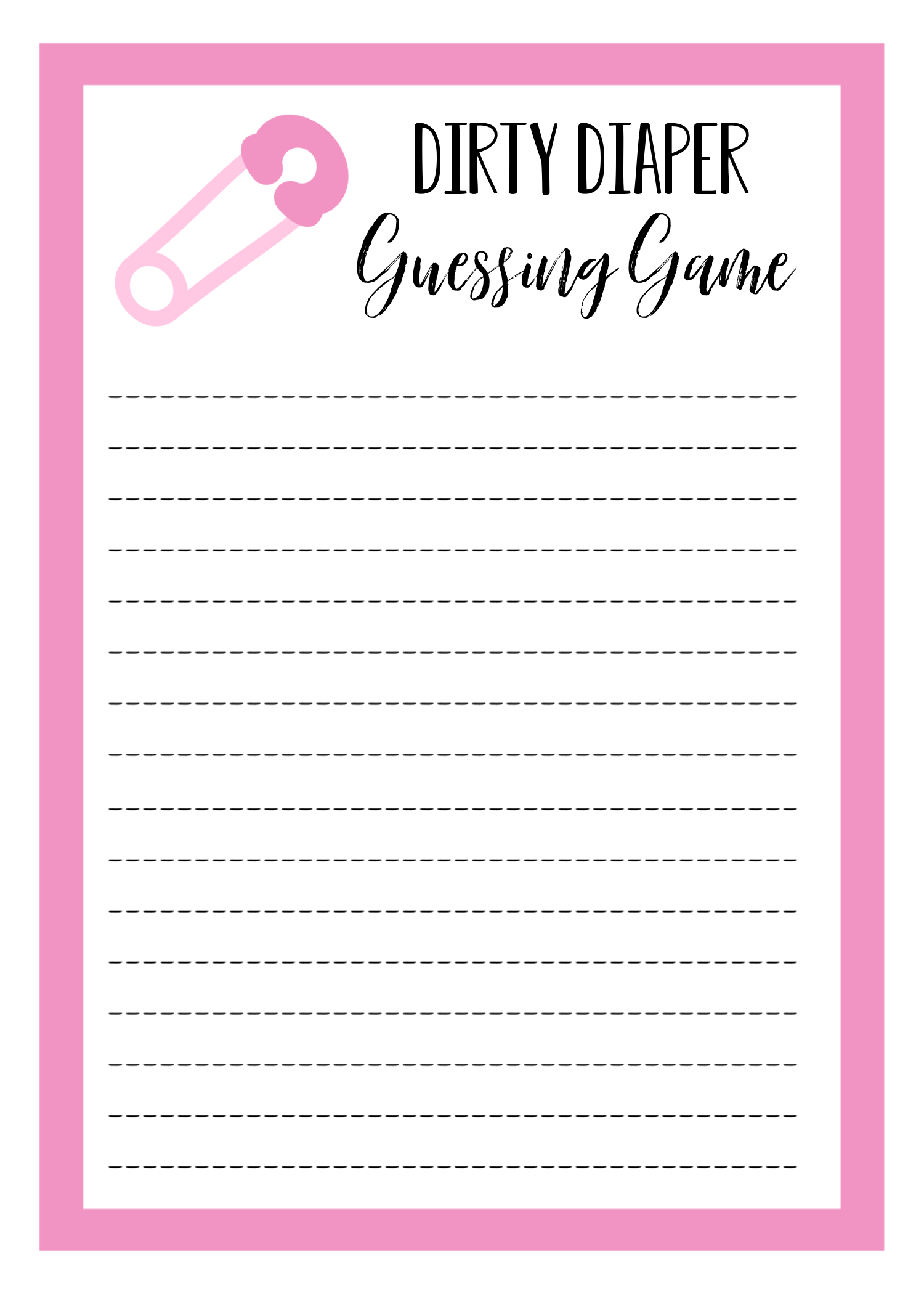 Dirty Diaper Baby Shower Games – Fun-Squared for Free Printable Dirty Diaper Game Template