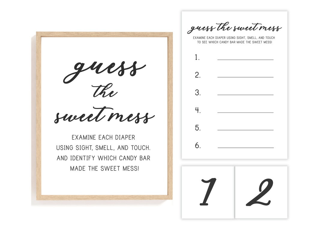 Dirty Diaper Game, Guess The Sweet Mess, Black And White Baby throughout Dirty Diaper Game Free Printable