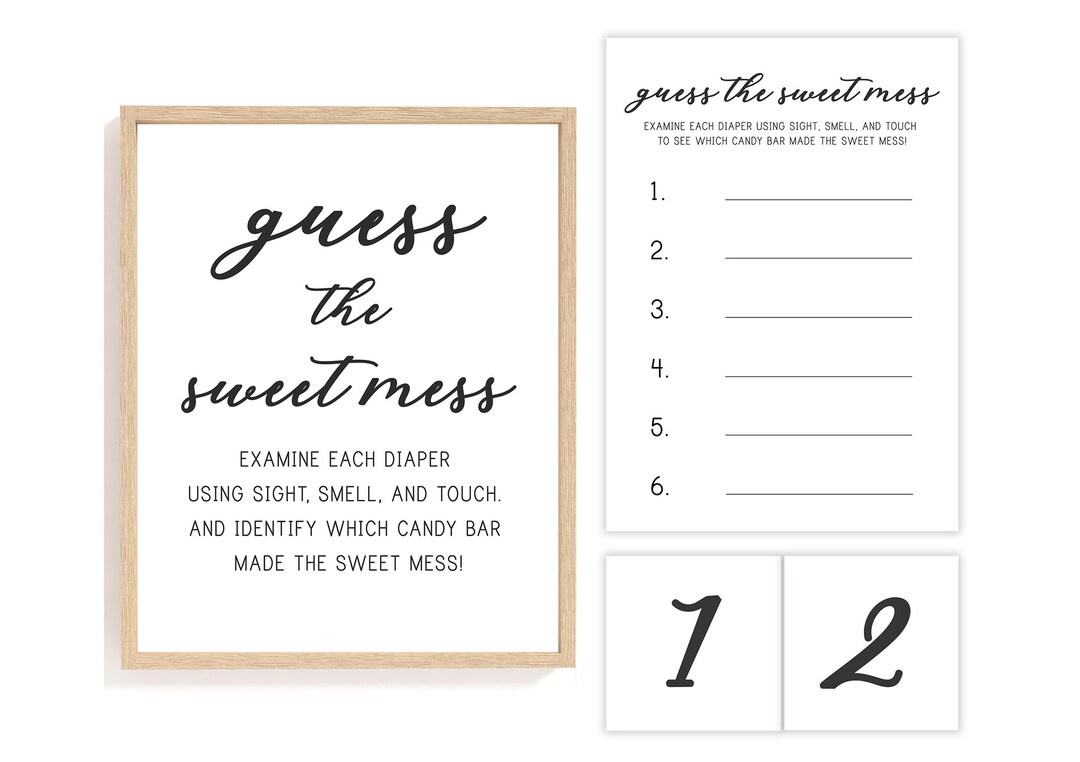 Dirty Diaper Game, Guess The Sweet Mess, Black And White Baby with regard to Free Printable Dirty Diaper Game Template