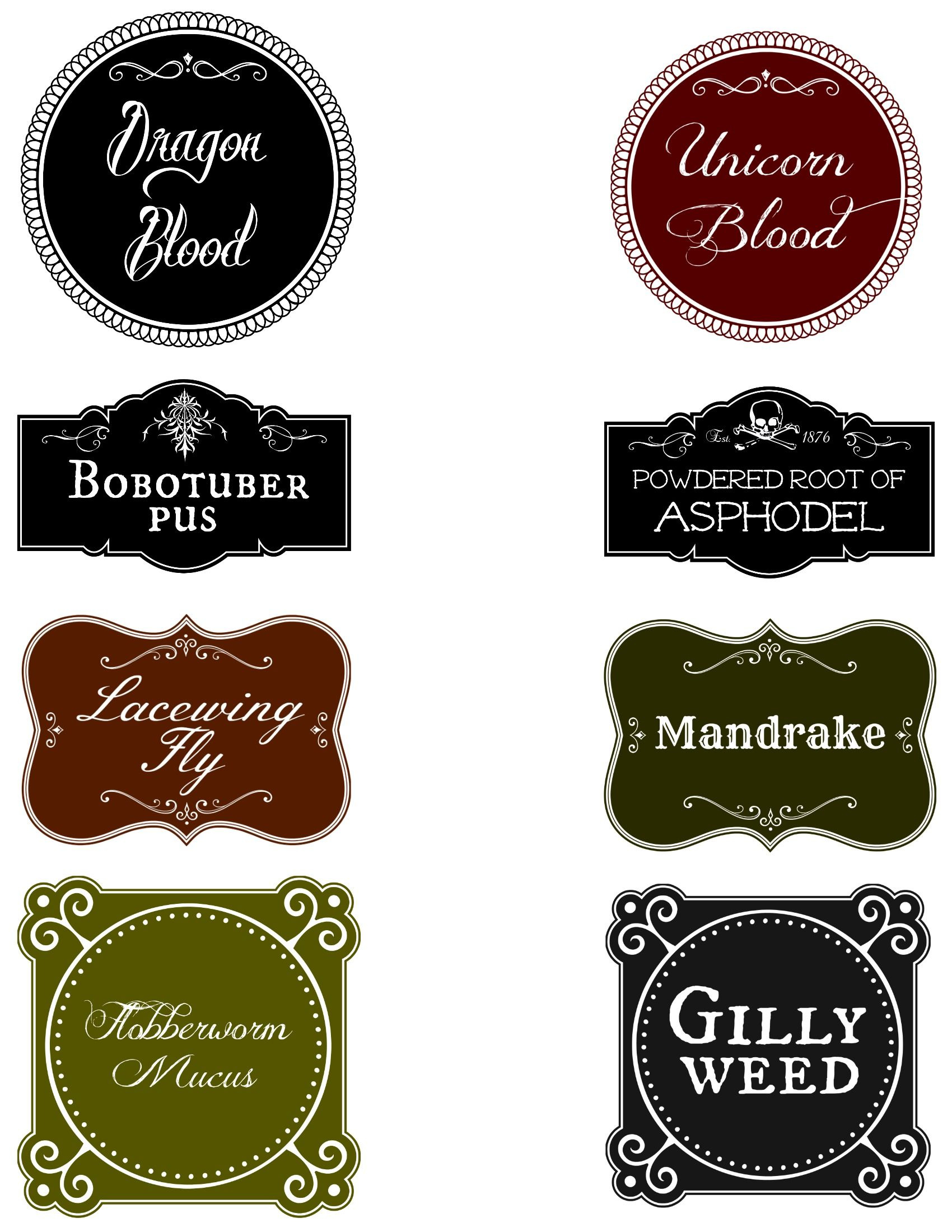 Diy Harry Potter Potion Bottles With Free Printable Labels (And in Harry Potter Labels Printable Free