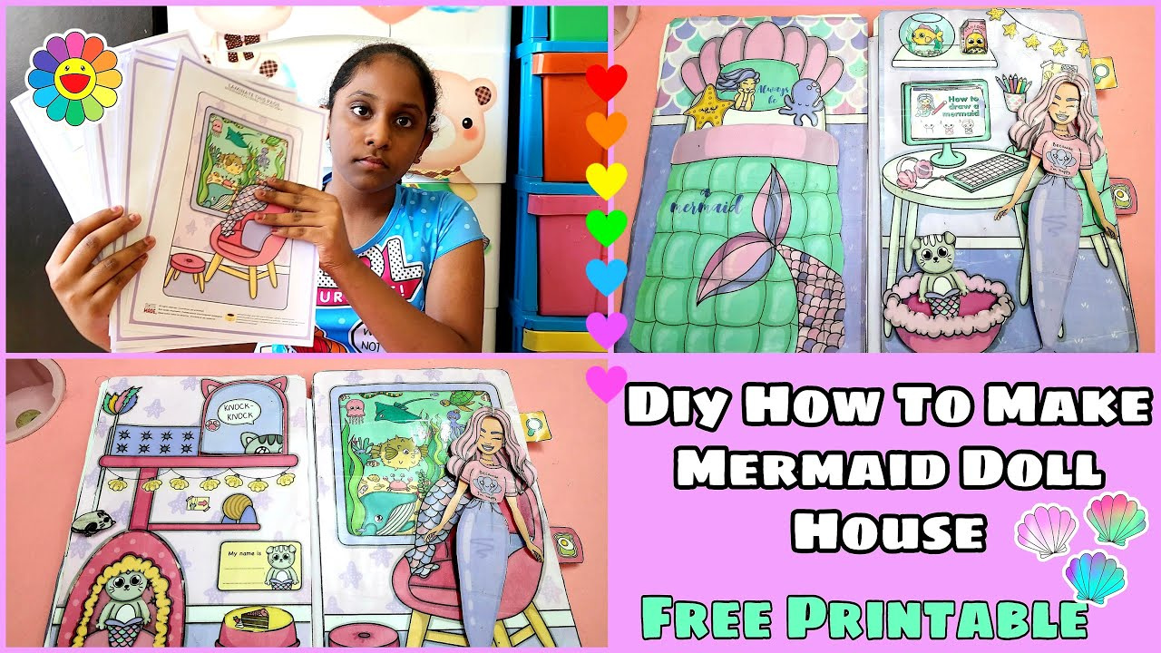 Diy Paper Mermaid Doll House🤩 ⭐ Quiet Book Made With Paper /Free Printables | Kate Made Easy Crafts intended for Katemade Free Printable Download