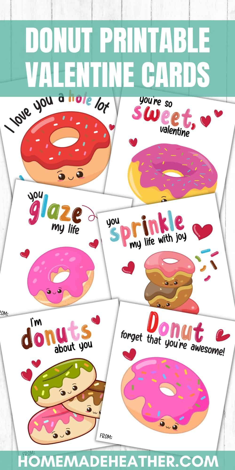 Donut Printable Valentine Cards » Homemade Heather regarding Free Printable Donut Valentine Printable