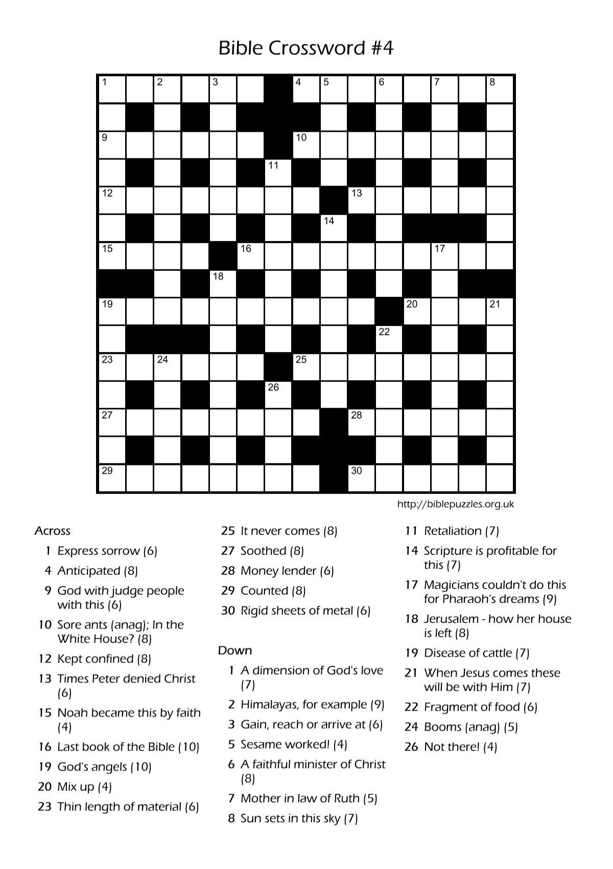 Download Printable Bible Crossword - Bible Puzzles within Bible Crosswords Printable