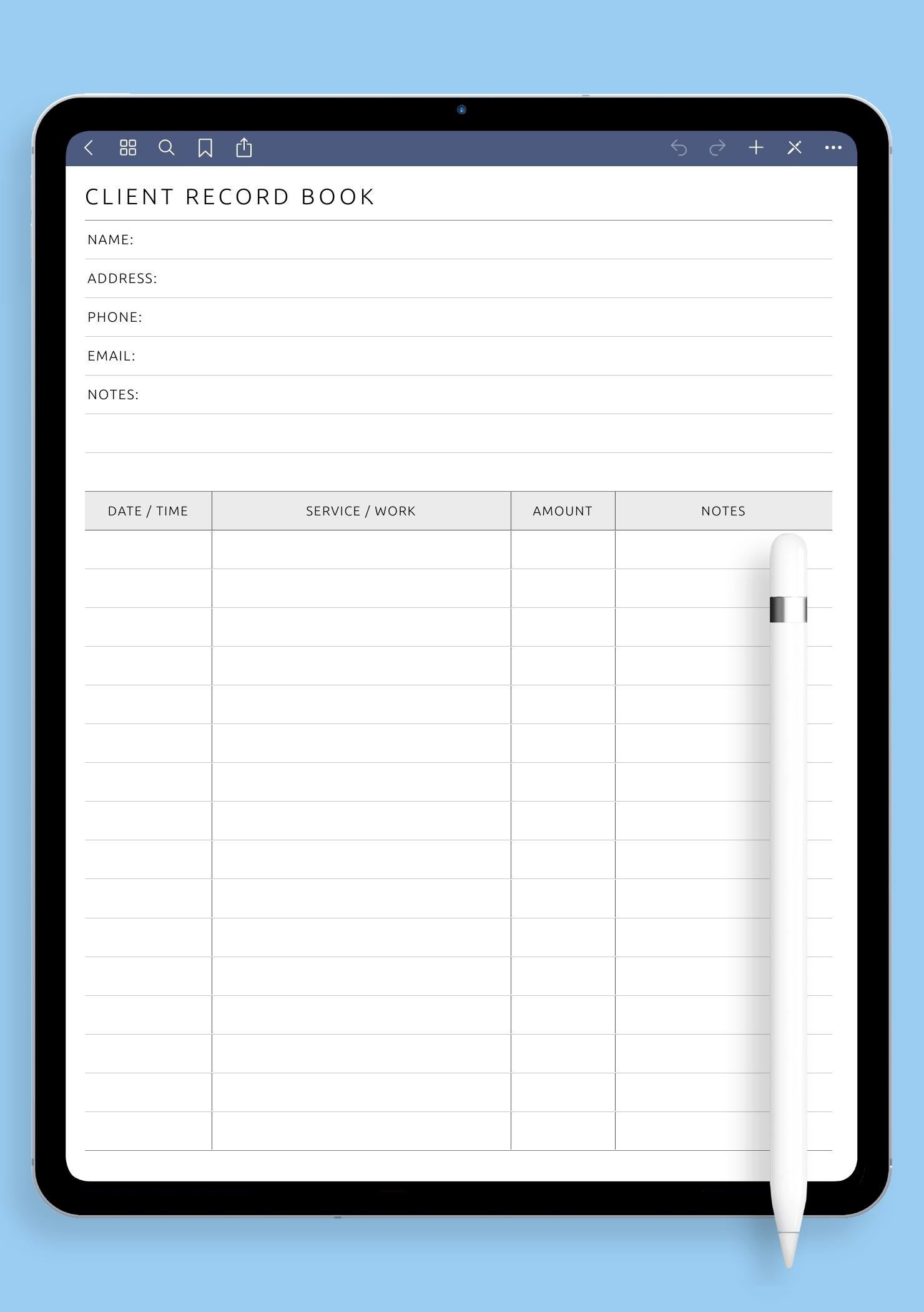 Download Printable Client Record Book Template Pdf with regard to Free Printable Eyelash Extension Client Record Cards