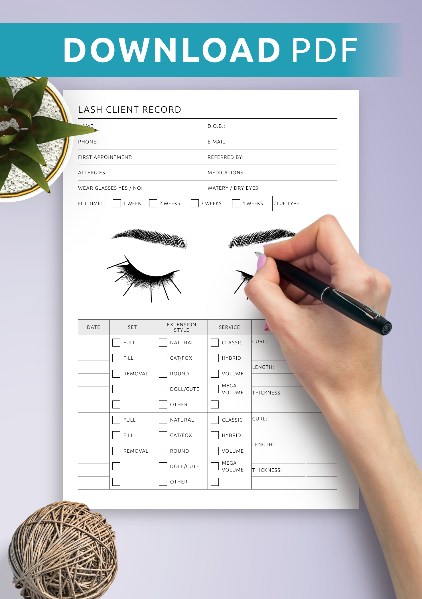 Download Printable Lash Client Record Pdf within Free Printable Eyelash Extension Client Record Cards