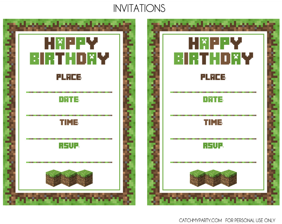 Download These Awesome Free Minecraft Party Printables! | Catch My in Downloadable Free Printable Minecraft Invitations