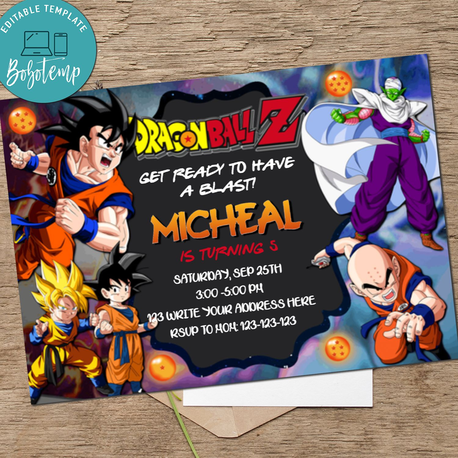 Dragon Ball Birthday Invitation Dragonball Z Invitation Printable regarding Free Printable Dragon Ball Z Invitation Template