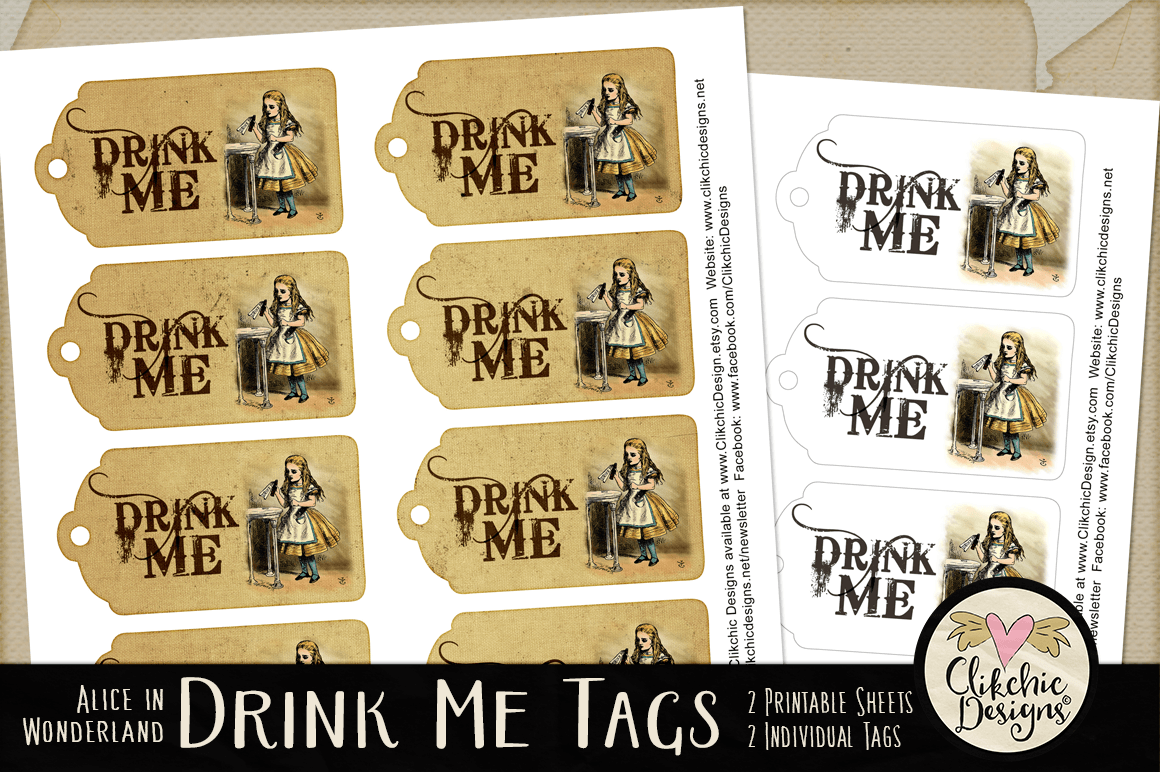 Drink Me Alice In Wonderland Printable Tagsclikchic Designs within Free Printable Alice In Wonderland Drink Me Labels Printable