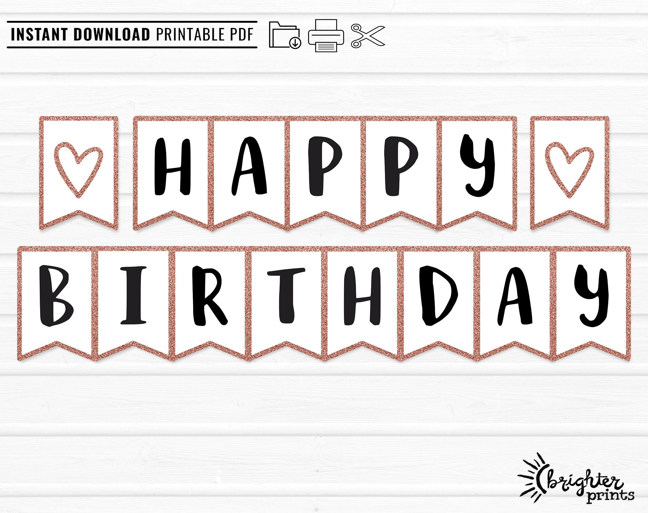 Druckbare Happy Birthday Banner Sofortiger Download - Diy Download &amp;amp; Druck Rose Gold Glitzer Geburtstag Party Decor Wimpelkette within Happy Birthday Banner Free Printable