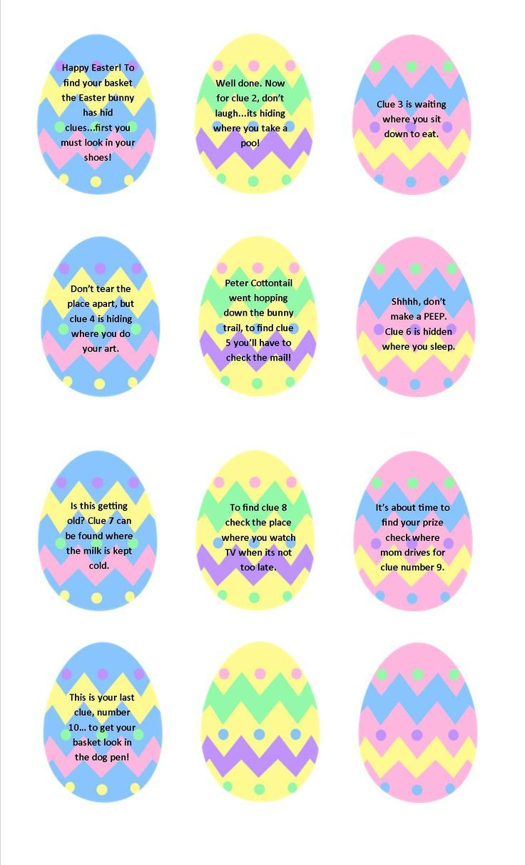 Easter Egg Hunt W/Free Printable Clues For All Ages!! throughout Easter Egg Hunt Free Printable