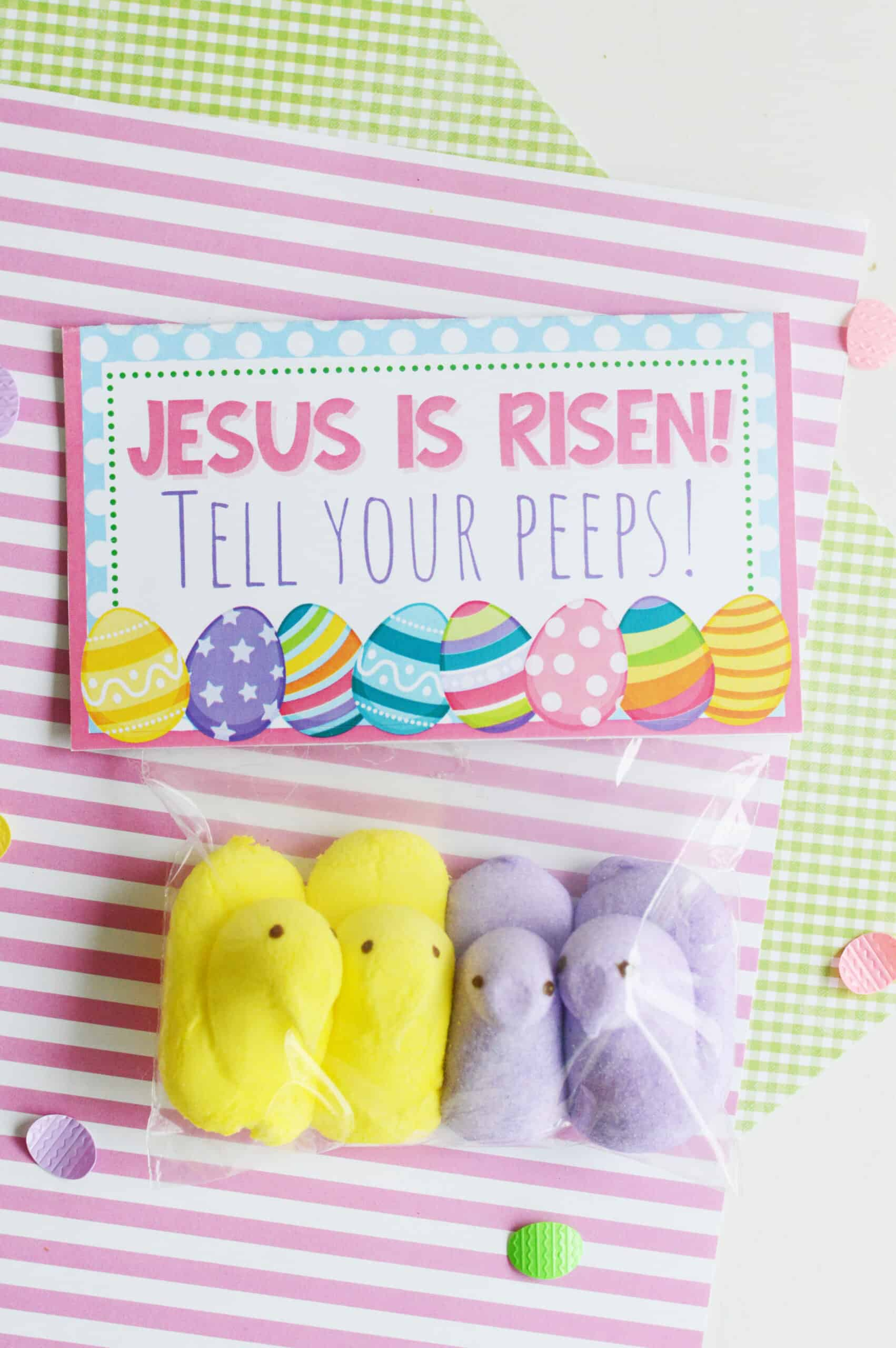 Easter Peeps Gift - Making Frugal Fun regarding He Is Risen Tell Your Peeps Free Printable