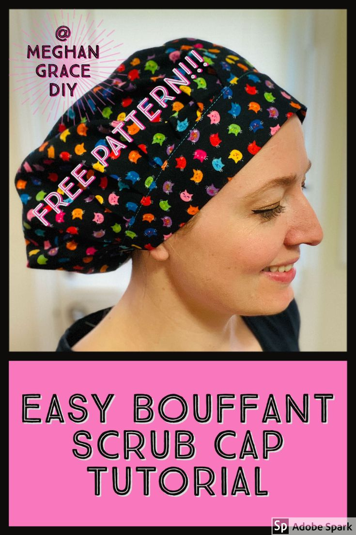 Easy Bouffant Scrub Cap Tutorial With Free Pattern with Printable Bouffant Scrub Hat Pattern Free