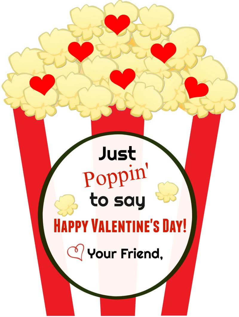 Easy Popcorn Valentine&amp;#039;S Day Cards / Free Printable Included pertaining to Free Popcorn Valentine Printable