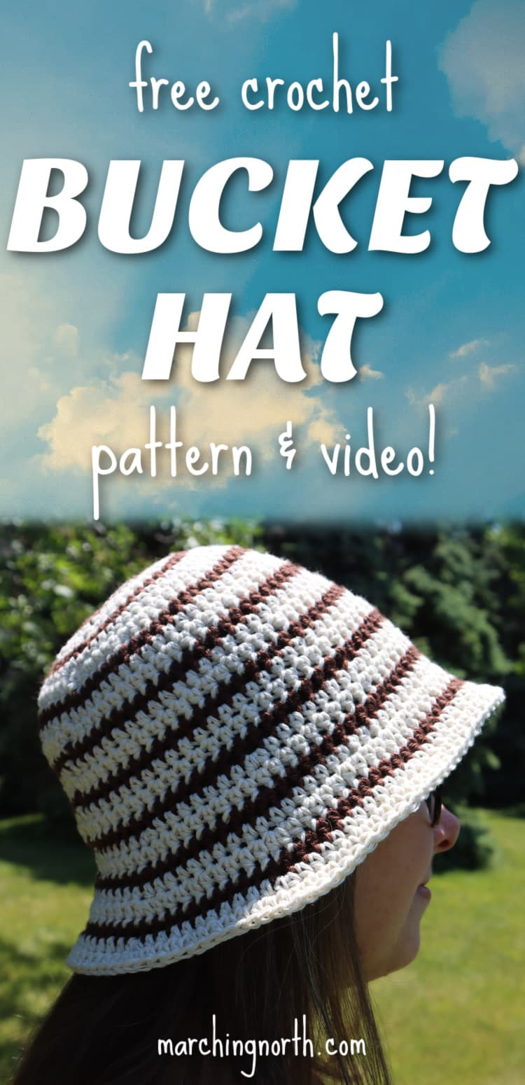 Easy Striped Crochet Bucket Hat (Free Pattern &amp;amp; Video!) | Marching within Free Printable Crochet Bucket Hat Pattern