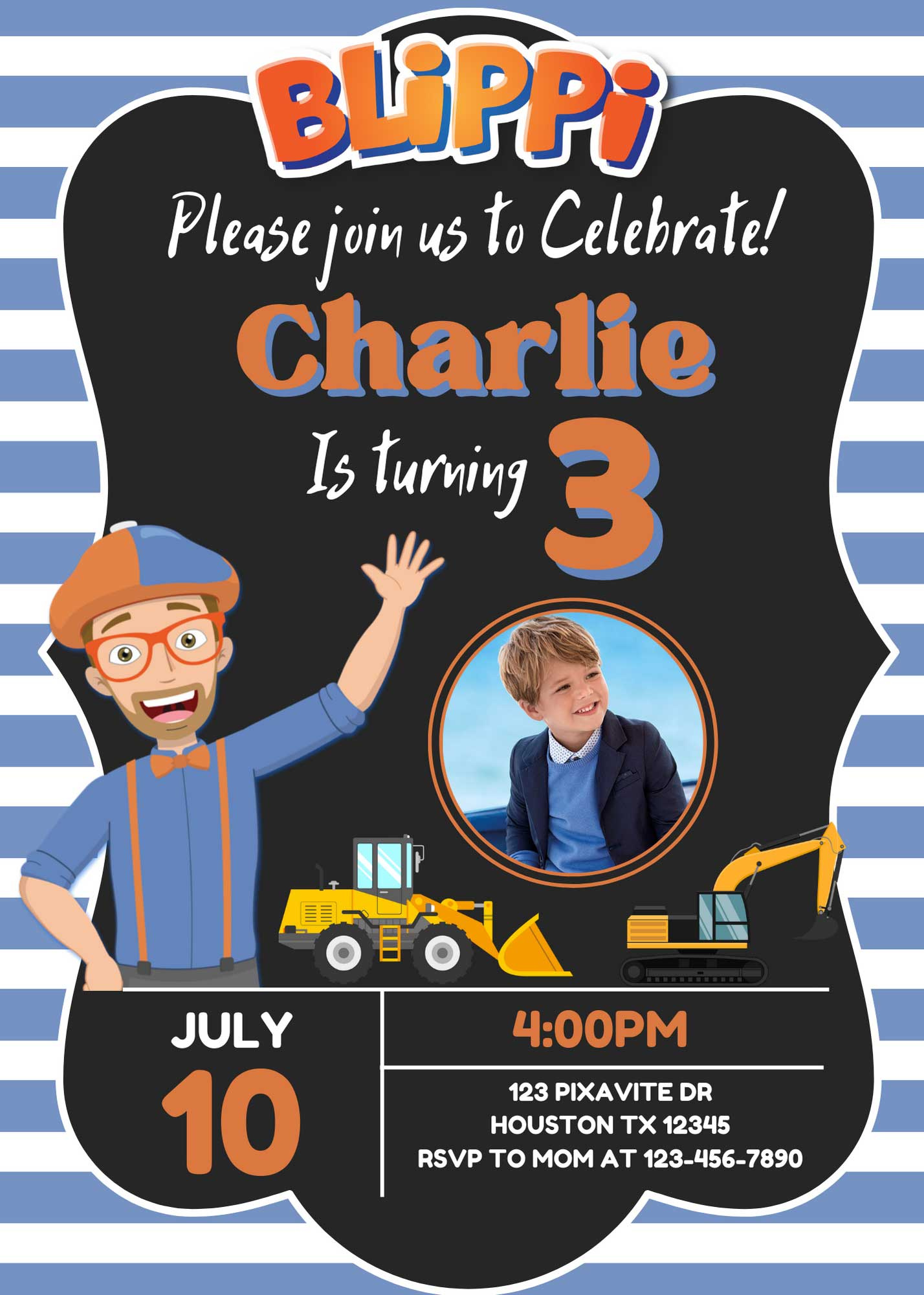 Editable Blippi Birthday Invitation Template | Adorable Invite for Free Printable Blippi Birthday Invitations