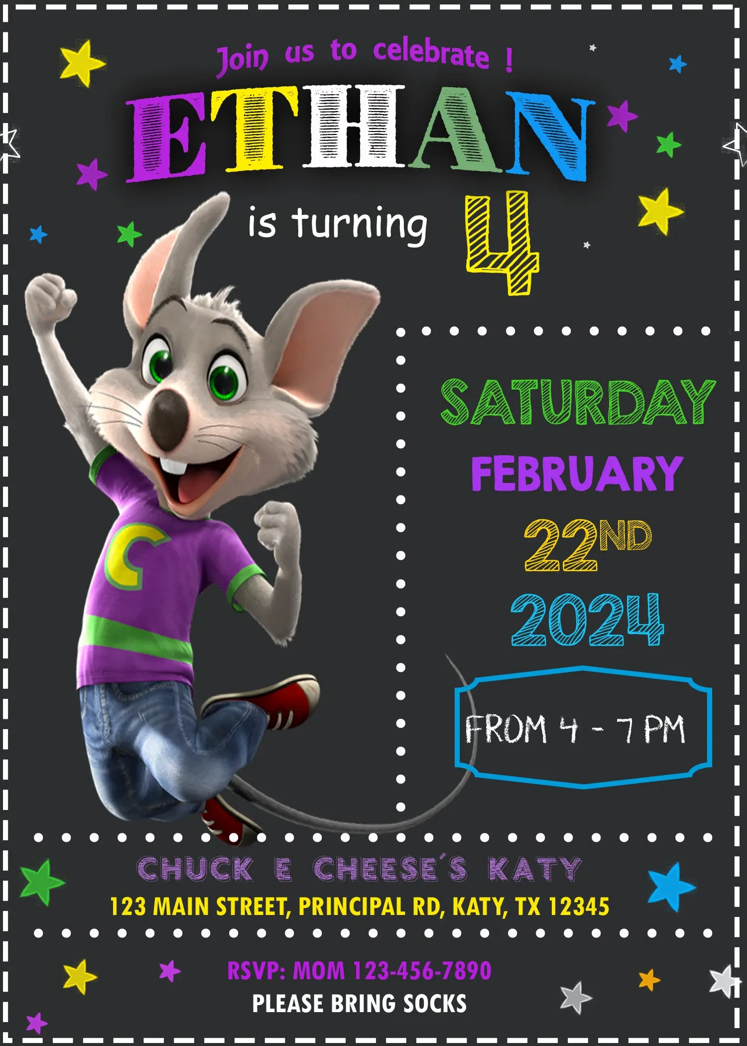 Editable Chuck E Cheese Birthday Invitation Template within Free Chuck E Cheese Printable Invitations