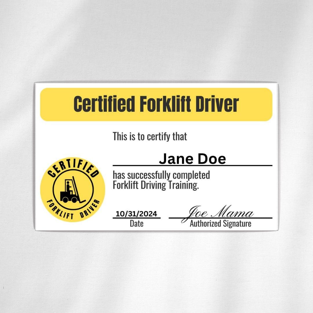 Editable Forklift Certification Card Driver Costume Template for Free Printable Forklift License