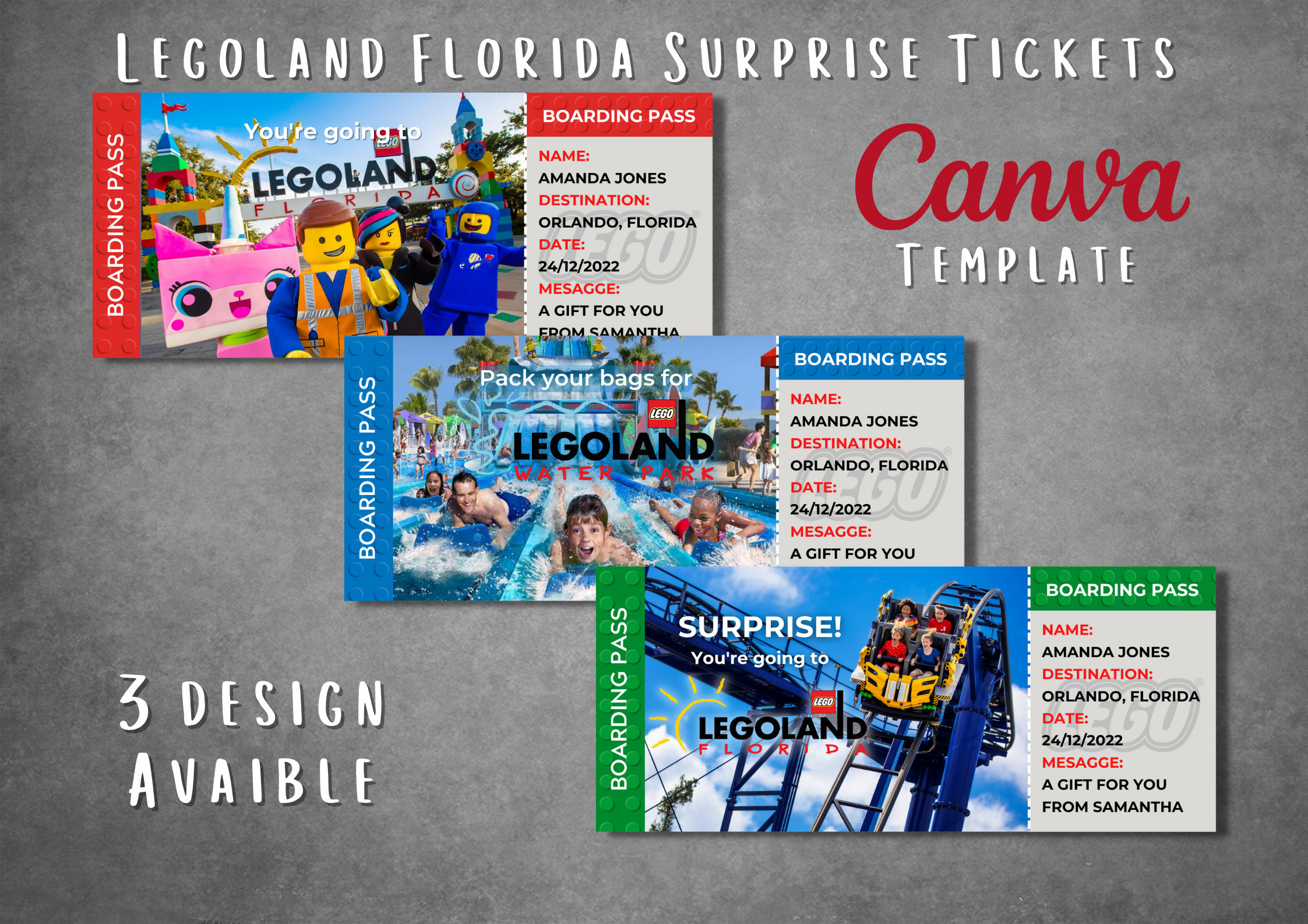 Editable Legoland Florida Surprise Ticket Template, Printable intended for Free Printable Legoland Ticket Template