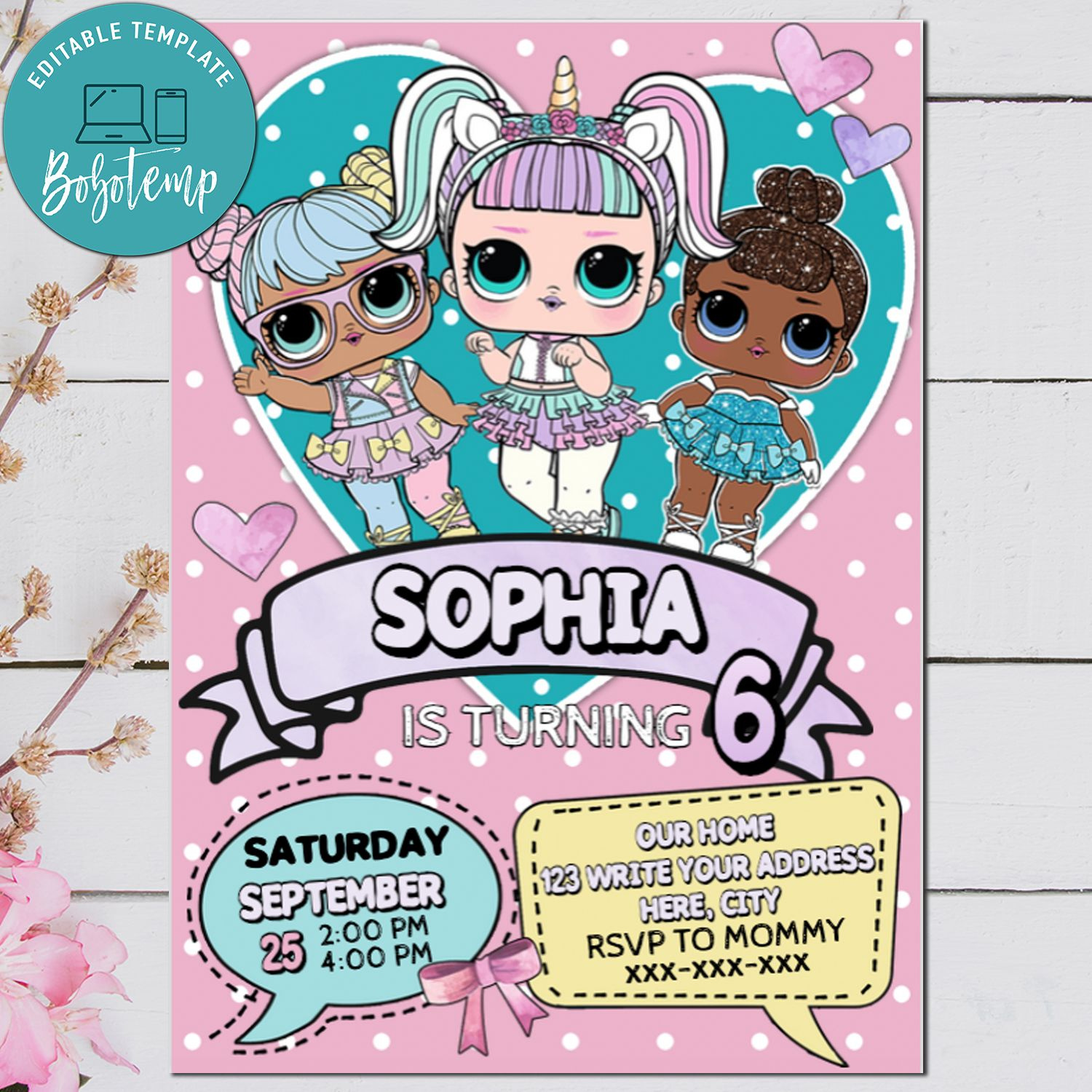 Editable Lol Surprise Dolls Birthday Invitation Templates Diy with Downloadable Free Printable Lol Surprise Invitation Template