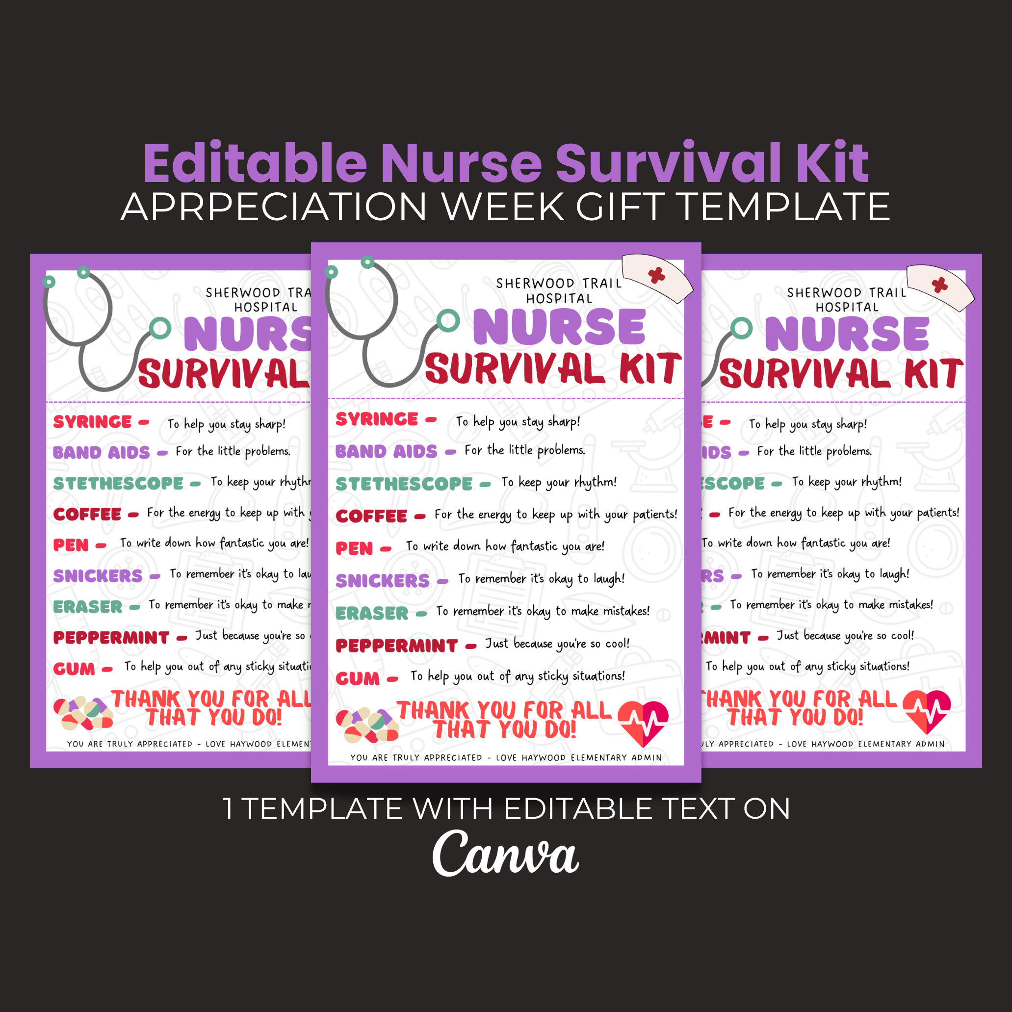 Editable Nurse Survival Kit Team Survival Kit Printable Template inside Free Printable Nursing Survival Kit Template