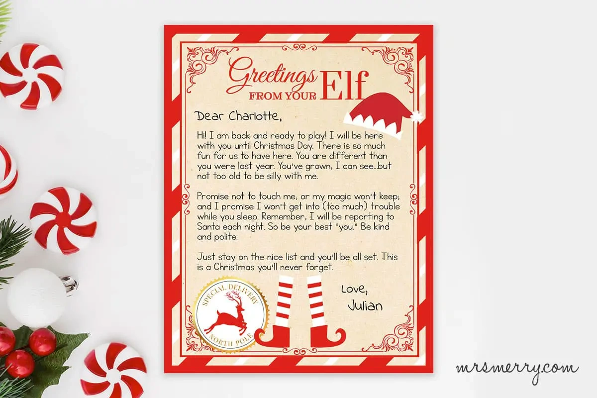 Elf On The Shelf Arrival Letter Personalized Printable | Mrs. Merry pertaining to Elf on the Shelf Letters Free Printables