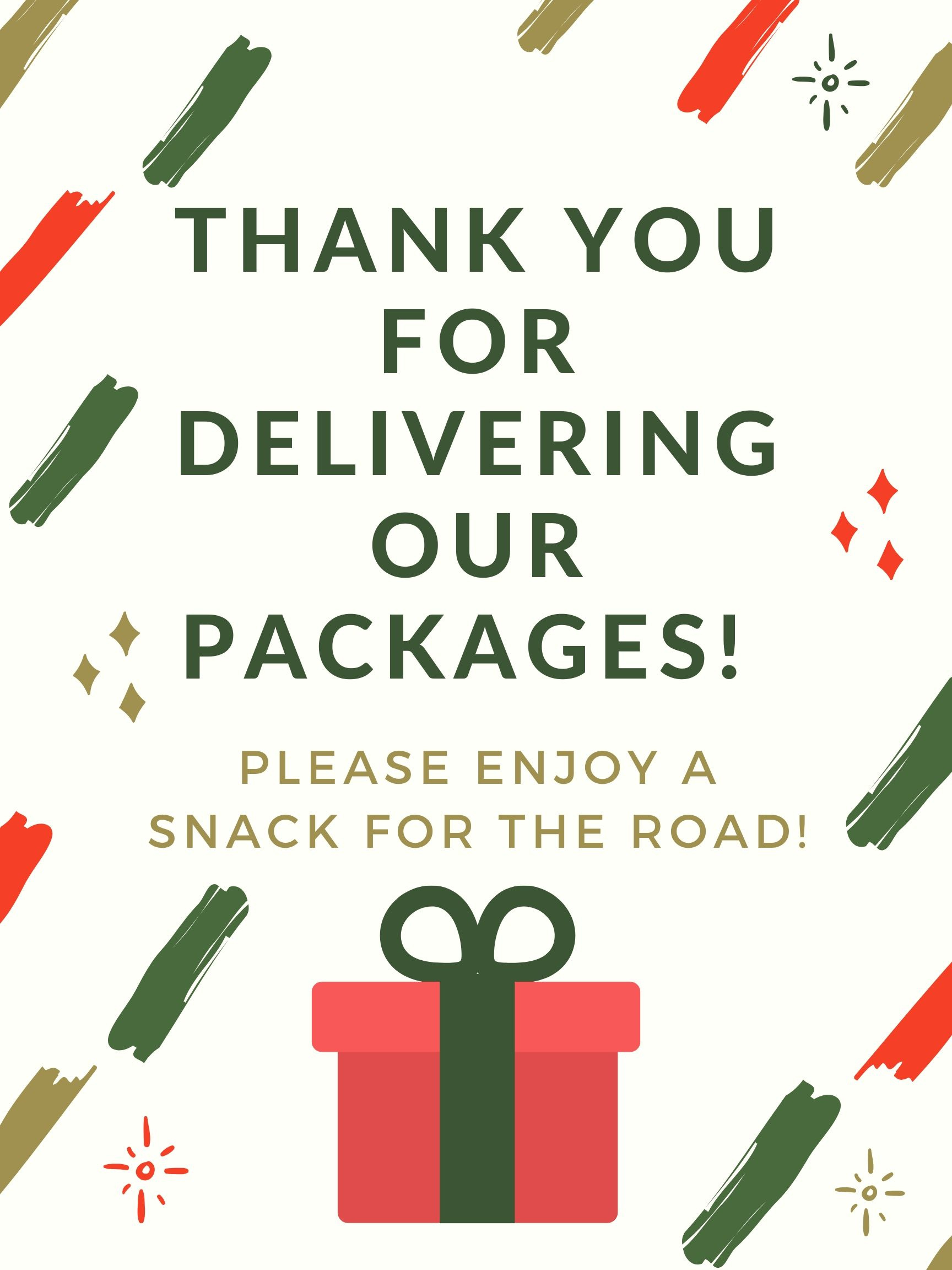 Embrace The Season: Delivery Person Snack Sign Printables intended for Delivery Driver Snack Sign Free Printable