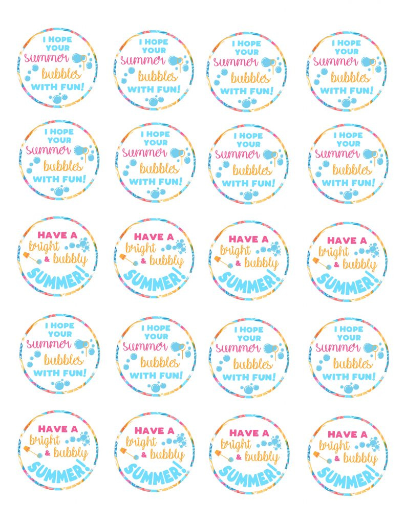 End Of School Year Summertime Bubble Gift Idea For Kids | Free with Free Printable Bubble Tags