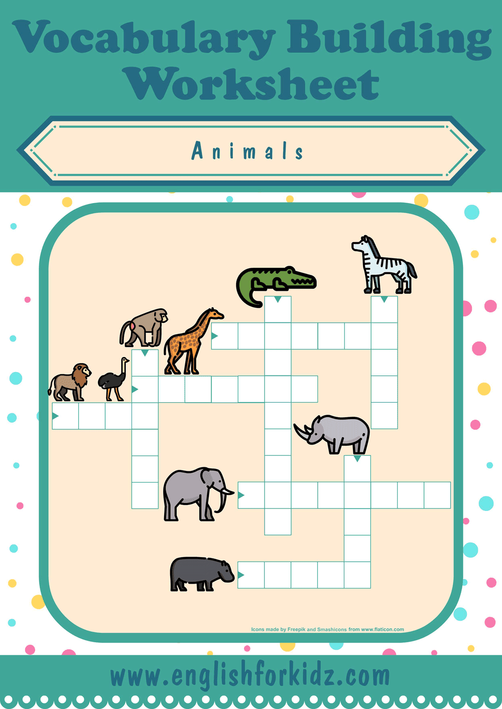 English For Kids Stepstep: Animals Crossword Puzzles within Crosswords Esl Printable