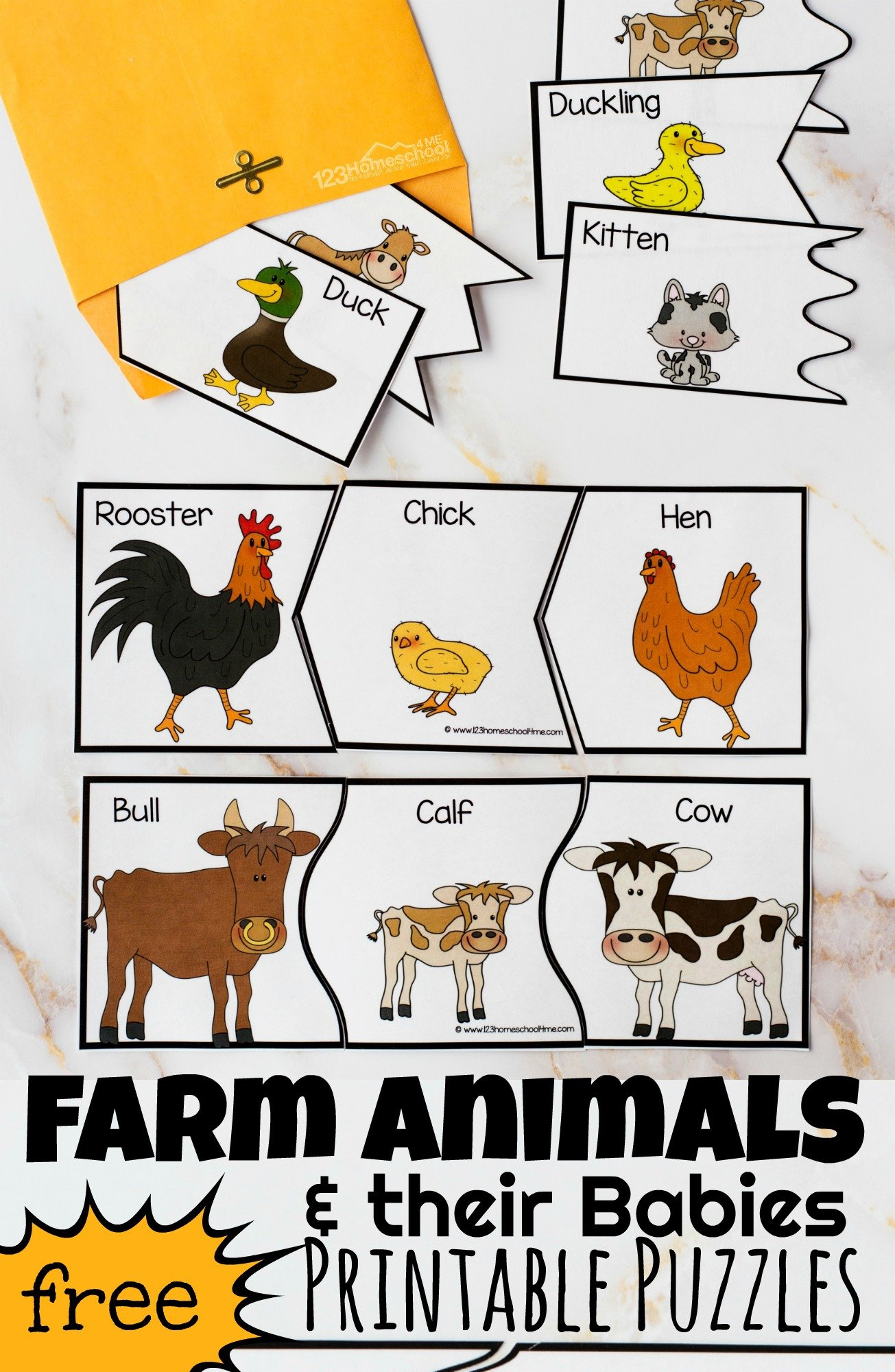 🐔 Free Farm Animals And Their Babies Printables Puzzles Activities pertaining to Farm Animals Free Printable