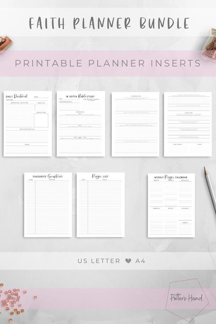 Faith Planner Christian Planner Inserts, Devotional Journal within Free Faith Planner Printables