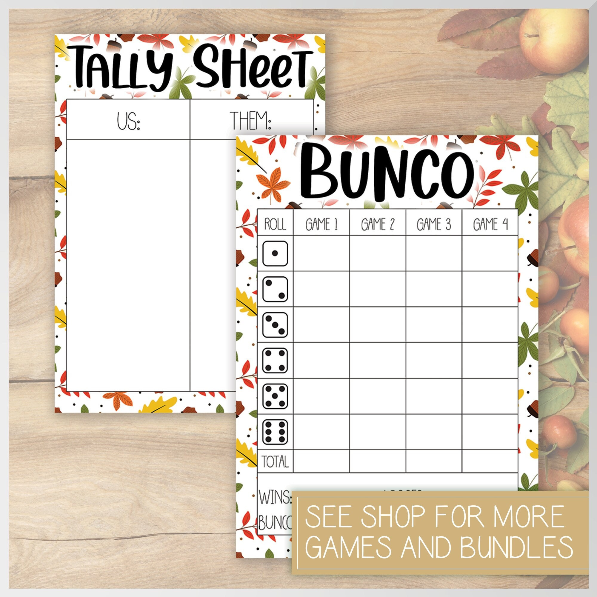 Fall Bunco Score Card Tally Sheet - Etsy with Free Printable Bunco Score Sheets Fall