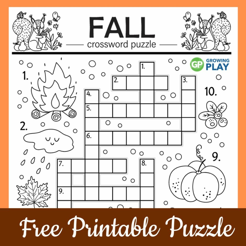 Fall Crossword Puzzle - Free Printable - Growing Play with Fall Crossword Puzzle Printable