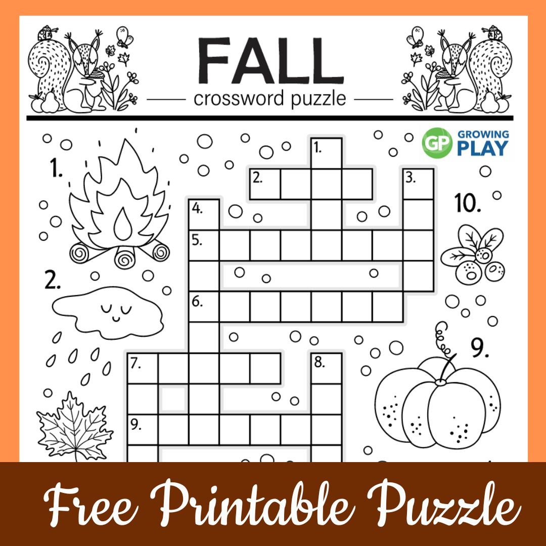 Fall Crossword Puzzle - Free Printable - Growing Play within Fall Crossword Printable