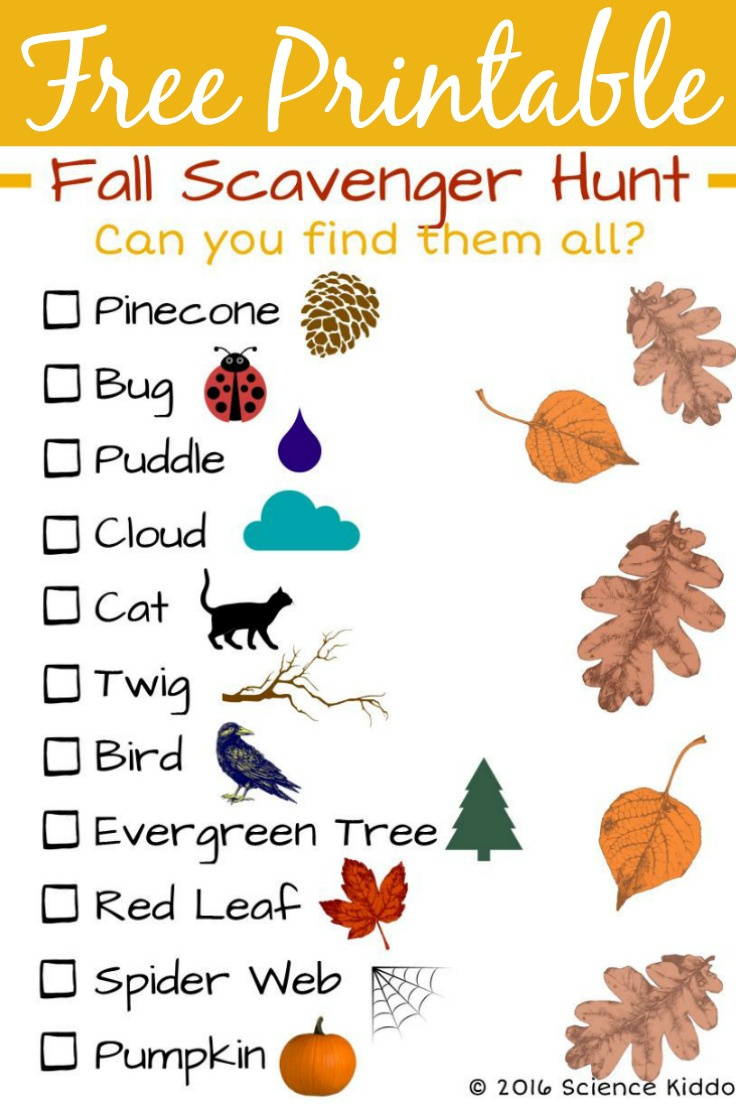 Fall Nature Scavenger Hunt For Kids • The Science Kiddo intended for Free Printable Fall Scavenger Hunt