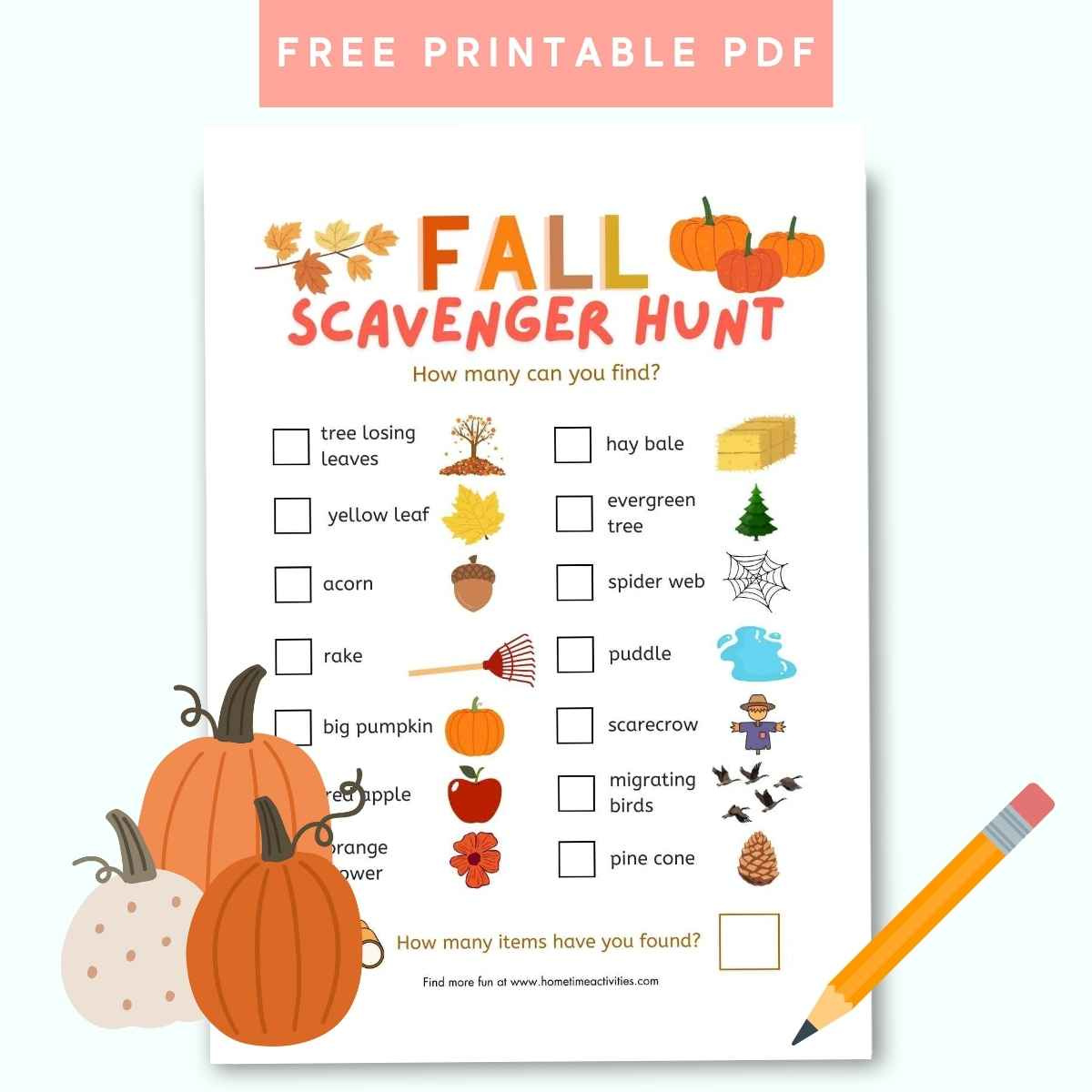 Fall Scavenger Hunt For Kids - Free Printable Pdf for Fall Scavenger Hunt Printable Free