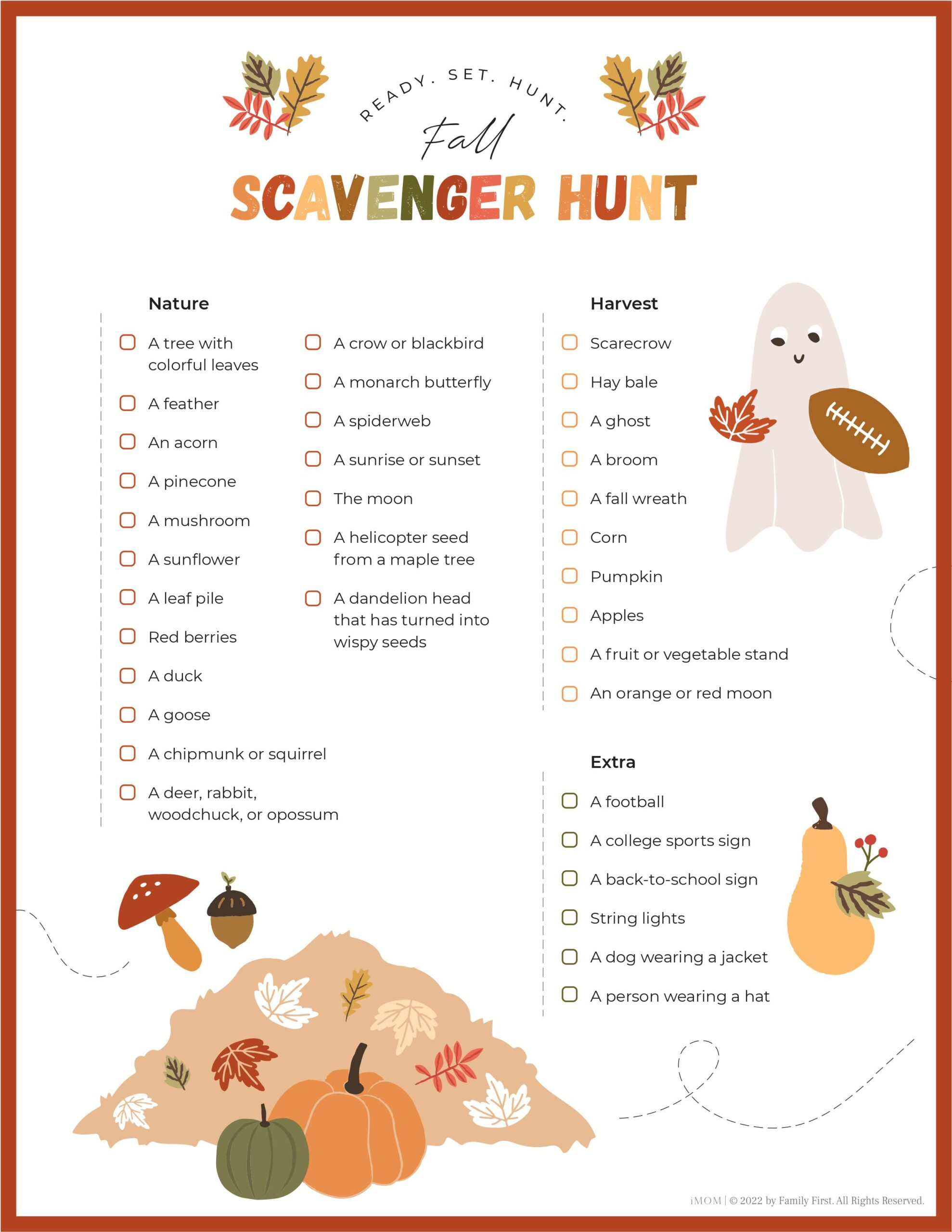 Fall Scavenger Hunt Printable For Kids - Imom in Fall Scavenger Hunt Printable Free