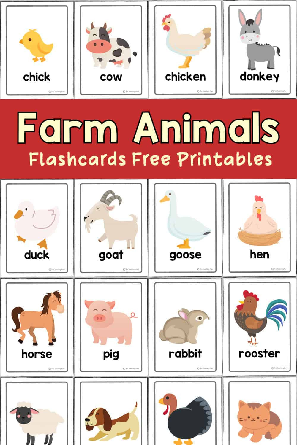 Farm Animals Flashcards - The Teaching Aunt inside Farm Animals Printables Free