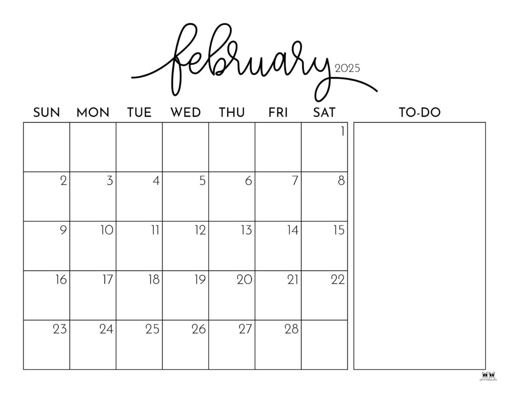 February 2025 Calendars - 107 Free Printables | Printabulls with Free Printable February 2025