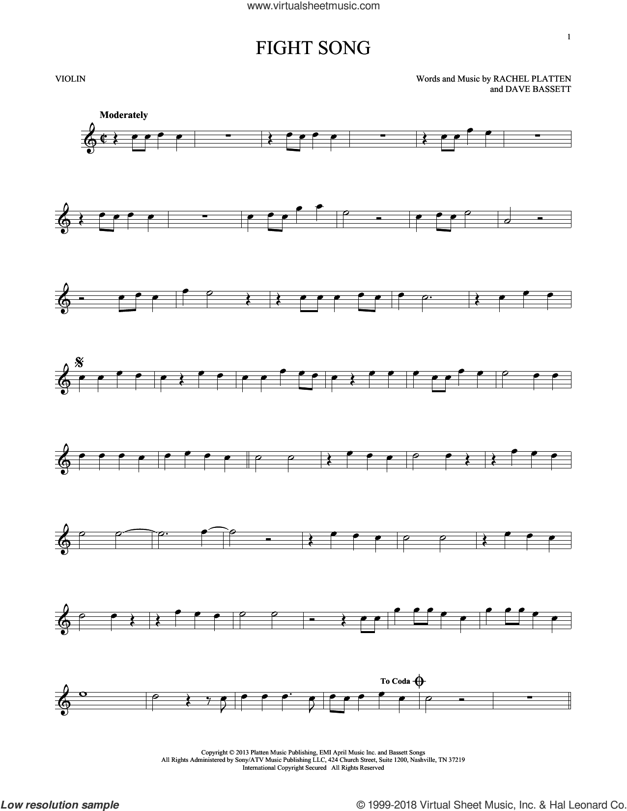 Fight Song Sheet Music For Violin Solo (Pdf-Interactive) intended for Free Printable Violin Sheet Music Pop Songs