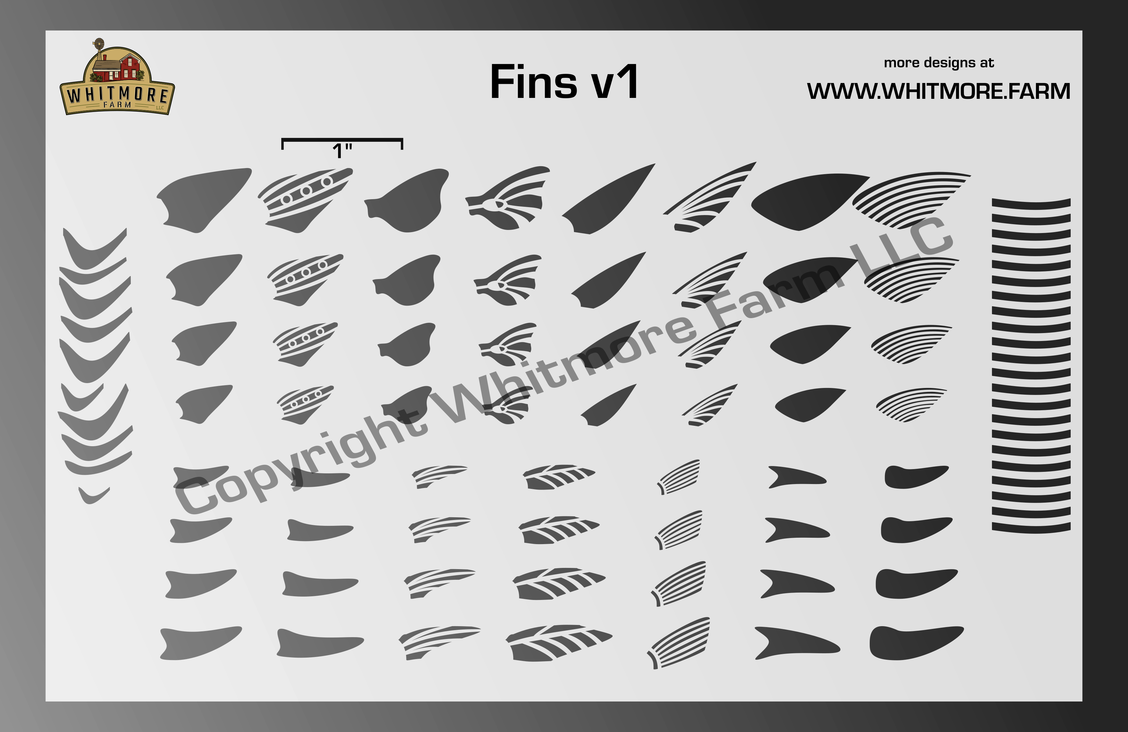 Fins V1 Assortment Fishing Lure Airbrush Stencil – Whitmore Farm intended for Free Printable Fishing Lure Stencils